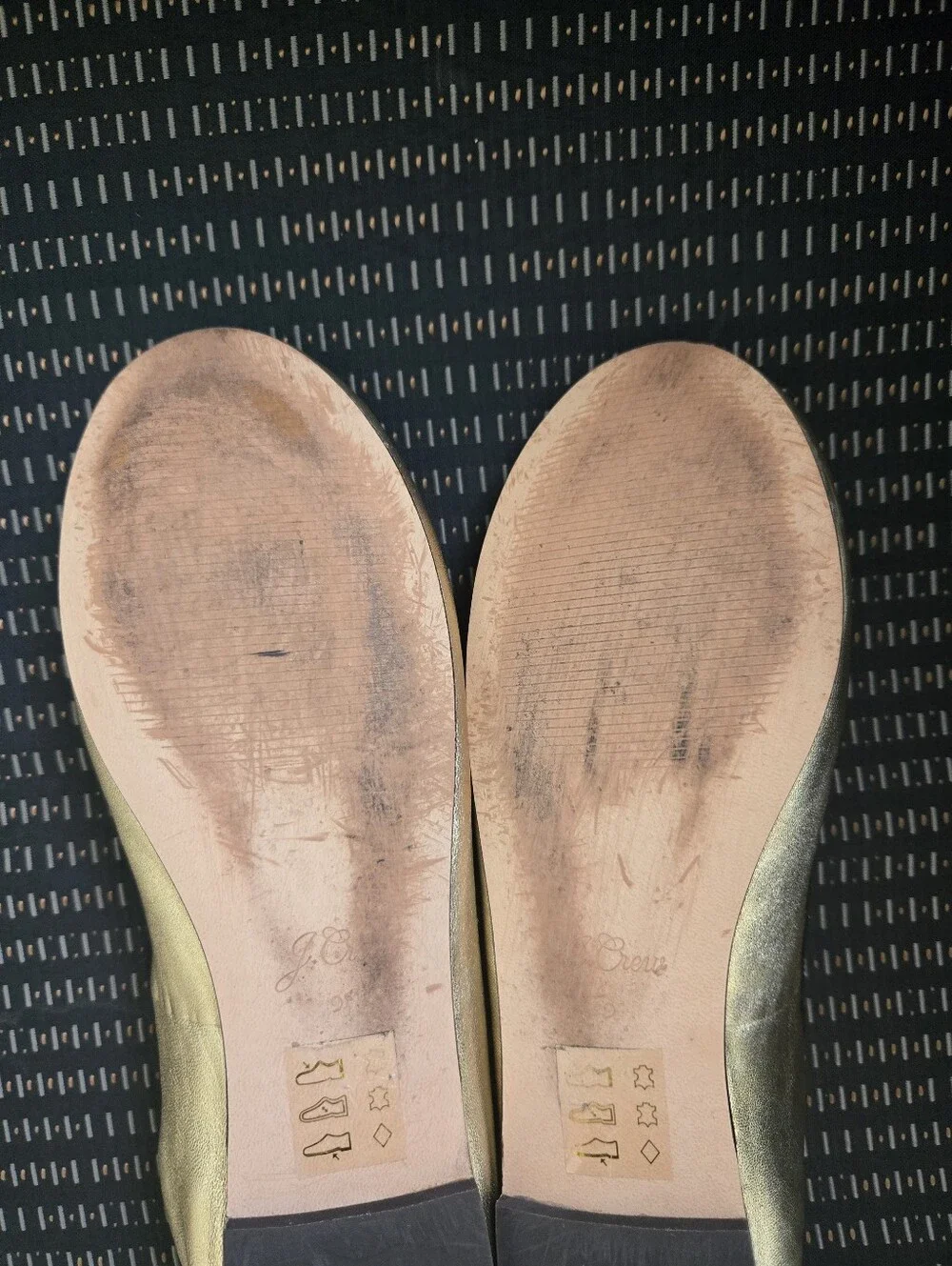 J. Crew Metallic Gold Ballet Flats with Black Trim